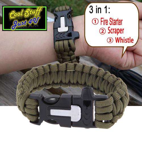 SURVIVAL PARACORD WITH WHISTLE & FLINT FIRE STARTER- AWESOME STUFF!!!